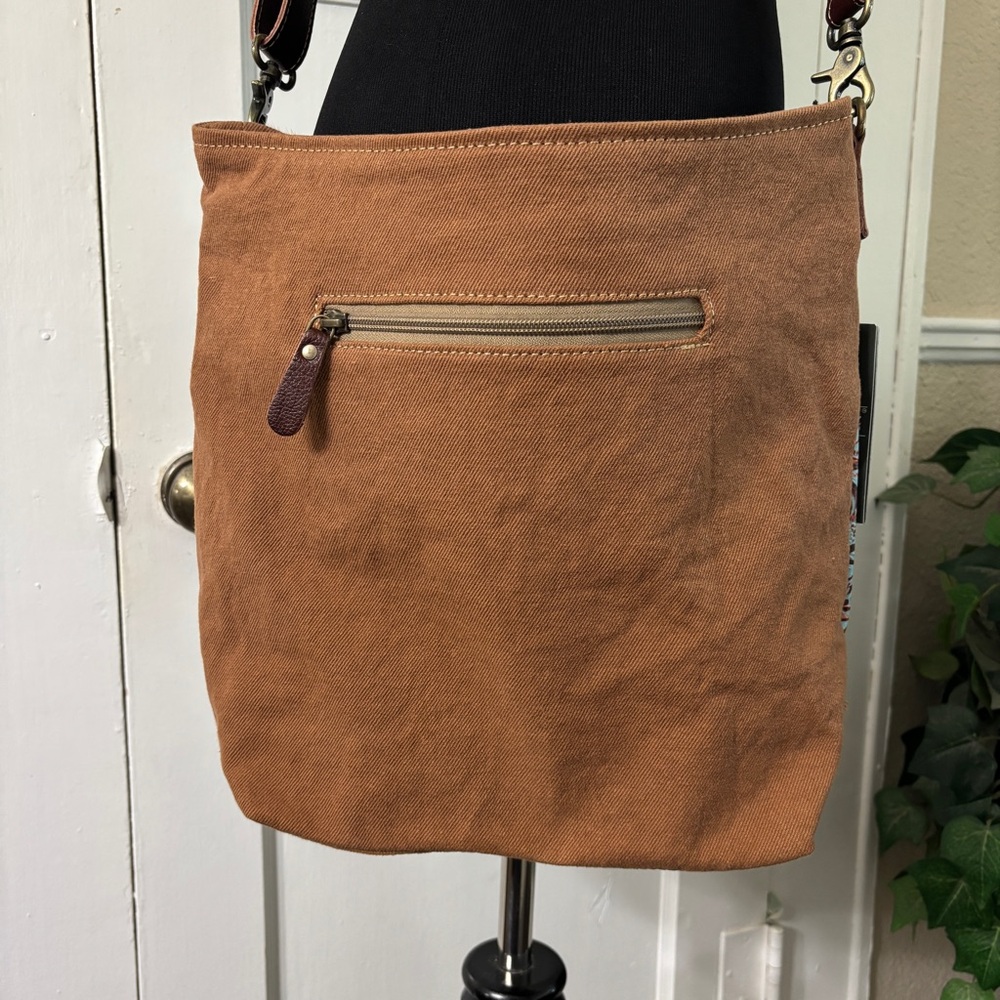 Myra Peridot Crossbody/Shoulder Hairon Leather Canvas Bag - Picture 4 of 16
